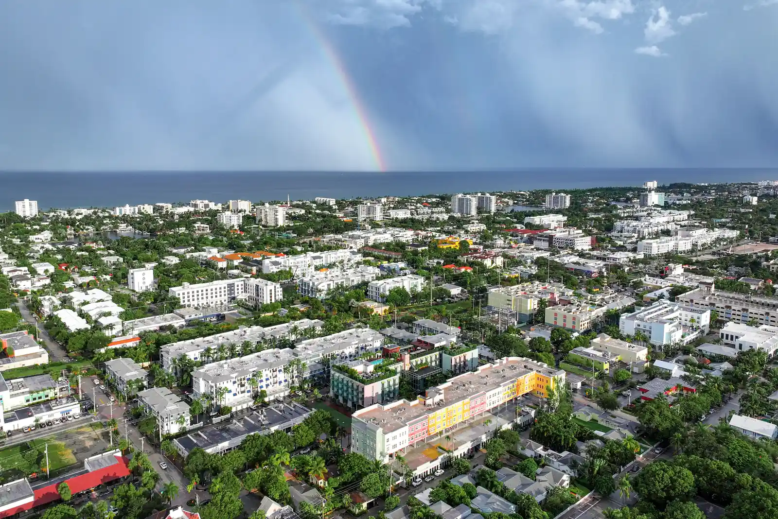 Aerial view of Delray Beach, Florida, a city of 66,846 residents on the Atlantic coast in Palm Beach County.